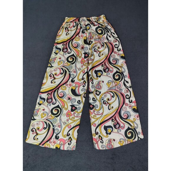 NWOT La Prestic Ouiston 100% Silk Paisely Print Pants Sz 0/S Beige/Pink Boho - Picture 6 of 9